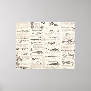 Vintage Fishing Lures: Antique 1900s Fisherman Canvas Print