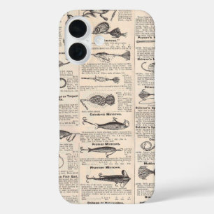 Vintage Fishing Lures: Antique 1900s Fisherman iPhone 16 Case