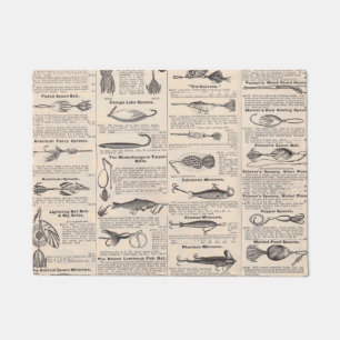 Vintage Fishing Lures: Antique 1900s Fisherman Doormat