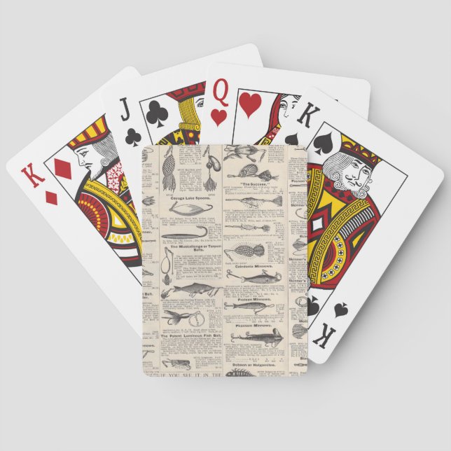 Vintage Fishing Lures: Antique 1900s Fisherman Playing Cards (Back)