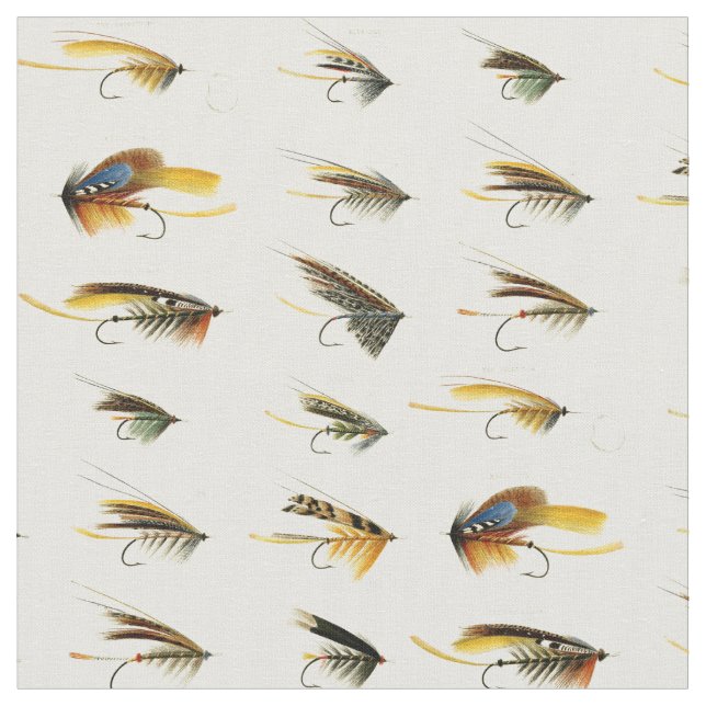 Vintage Fishing Lures Pattern Fabric (Close Up)