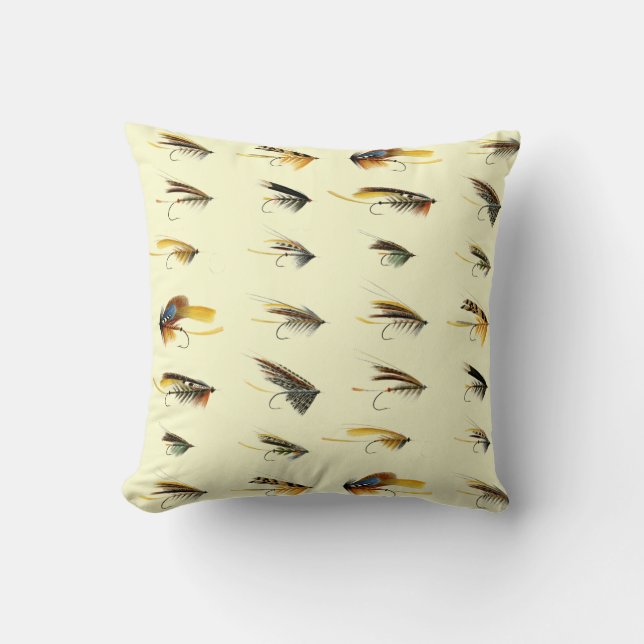 Vintage Fishing Lures Pattern Throw Pillow (Front)
