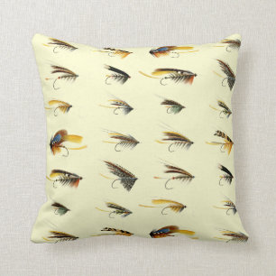 Vintage Fishing Lures Pattern Throw Pillow