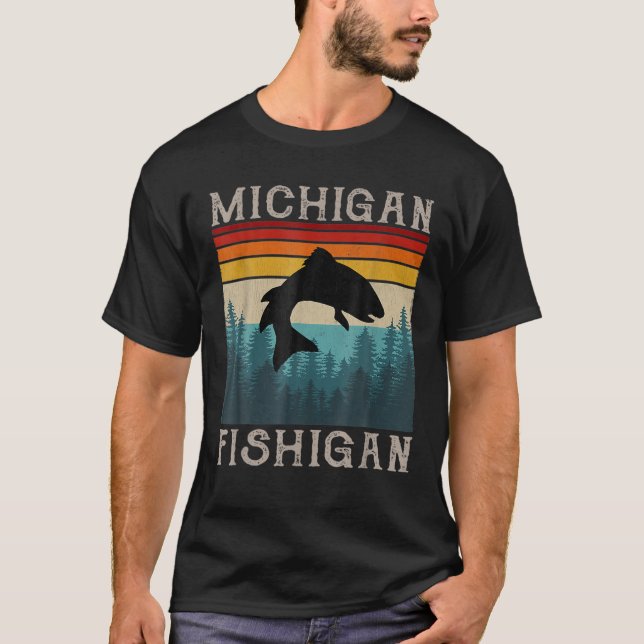 Vintage Fishing Michigan Pun - Michigan Fishigan T-Shirt (Front)