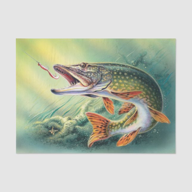 Vintage Fishing party cute tissue Tissue Paper (Front)