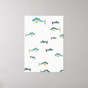 Vintage Fishing Pattern Canvas Print