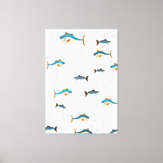 Vintage Fishing Pattern Canvas Print (Front)