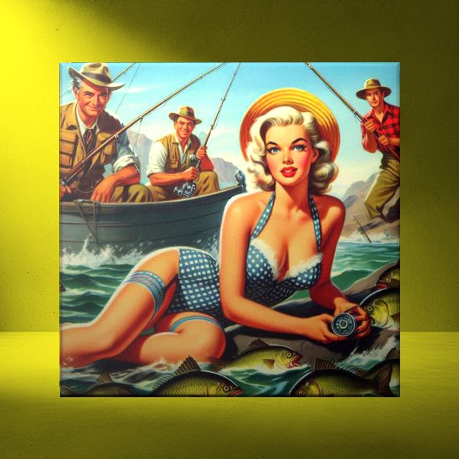 Vintage Fishing Pin Up Tile (Creator Uploaded)