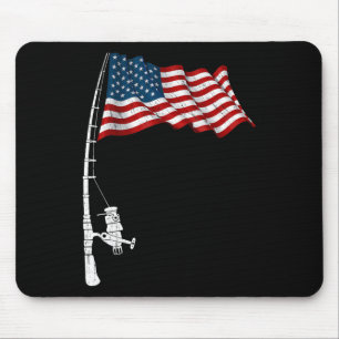 Vintage Fishing Rod American Flag Funny Fishing 4t Mouse Pad
