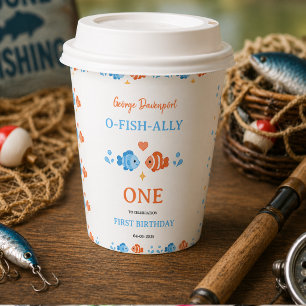 Vintage Fishing Rod O-Fish-Ally One 1st Birthday Paper Cups