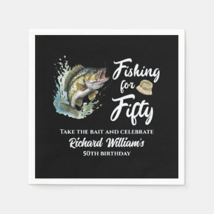 Vintage Fishing Themed 50th Birthday Party Napkin