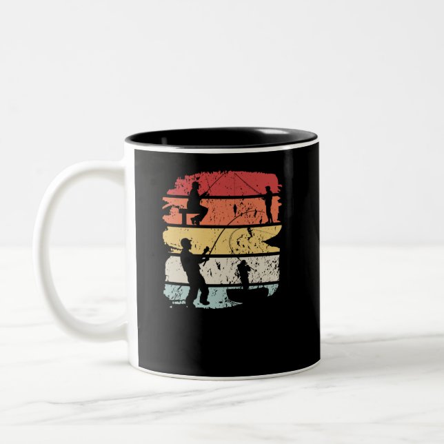 Vintage Fishing Two-Tone Coffee Mug (Left)