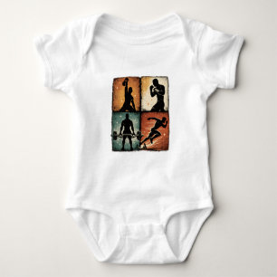 Vintage Fitness Silhouette Grid Workout T-Shirt Ar Baby Bodysuit
