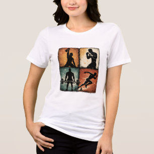 Vintage Fitness Silhouette Grid Workout T-Shirt Ar Tri-Blend Shirt
