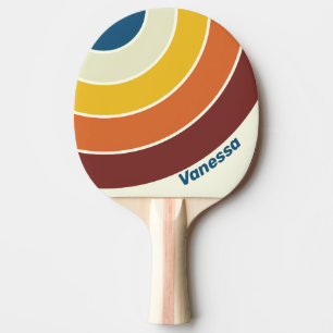 Vintage Five Circle Stripe with Name Ping Pong Paddle