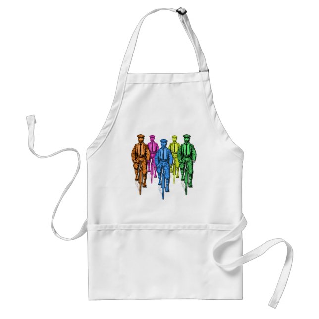 Vintage Five Fellas on Bikes Illustration Standard Apron (Front)