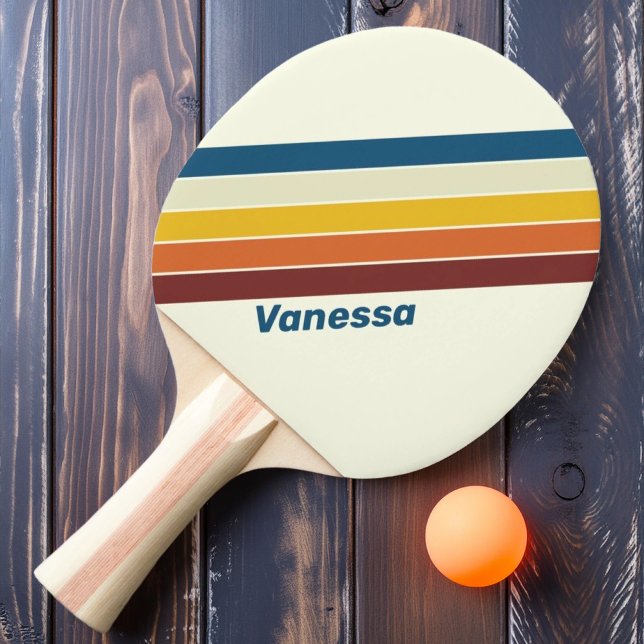 Vintage Five Striped with Name Ping Pong Paddle (Creator Uploaded)