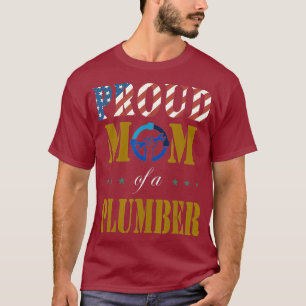 Vintage Flag American Proud Mom of a Plumber T-Shirt