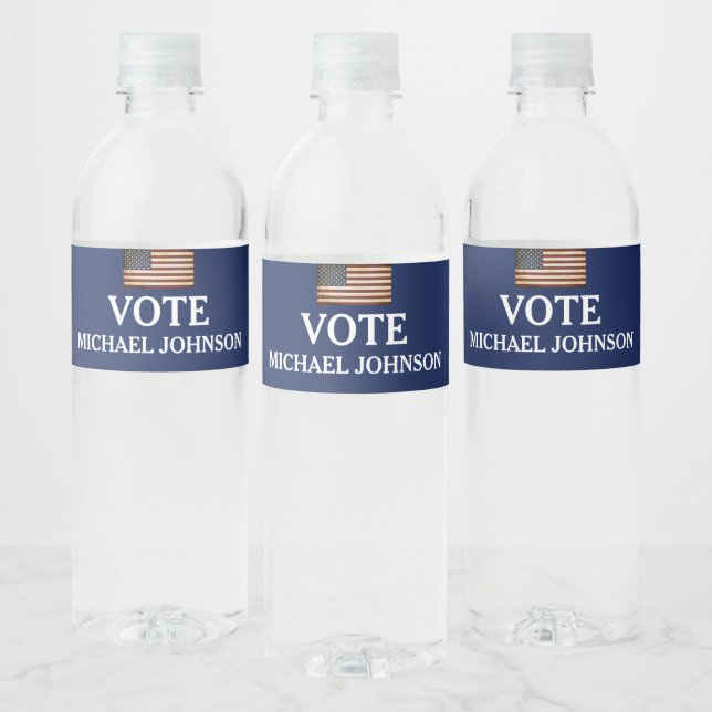Vintage Flag Election Political Campaign  Water Bottle Label (Bottles)