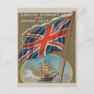 Vintage flag English Pennant Union Jack Postcard