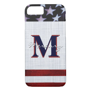  Vintage Flag Patriotic July 4th Custom Monogram 2 Case-Mate iPhone Case