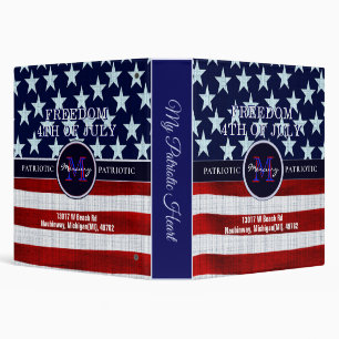 Vintage Flag Patriotic July 4th Custom Monogram Binder