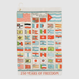 Vintage Flags Of All Nations Educational Poster Golf Towel