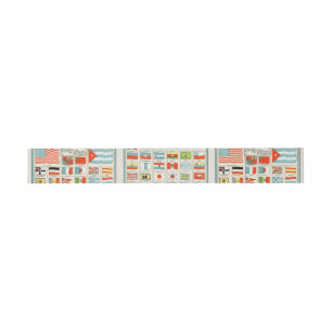 Vintage Flags Of All Nations Educational Poster Invitation Belly Band