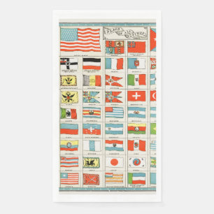 Vintage Flags Of All Nations Educational Poster Napkin