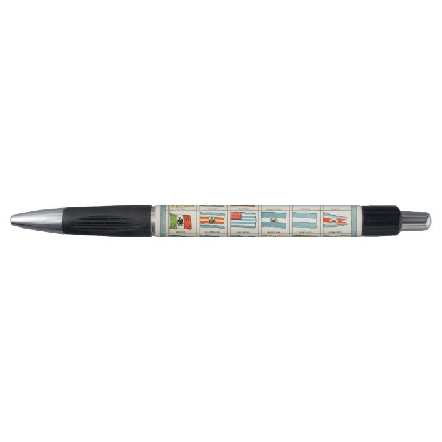 Vintage Flags Of All Nations Educational Poster Pen (Front)