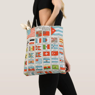 Vintage Flags Of All Nations Educational Poster Tote Bag