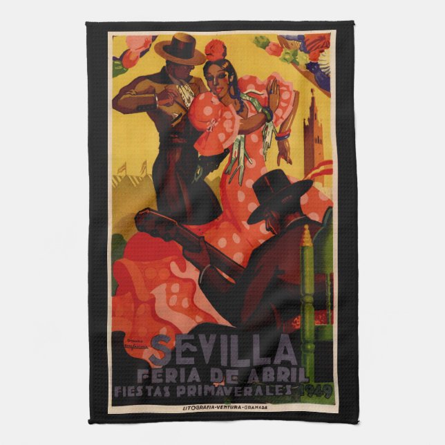 Vintage flamenco dancers Spanish Kitchen Towel (Vertical)