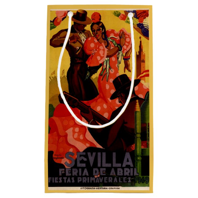 Vintage flamenco dancers Spanish Small Gift Bag (Front)