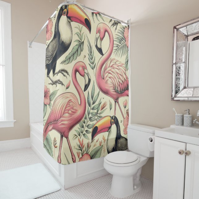 Vintage Flamingo and Toucan Seamless (In Situ)