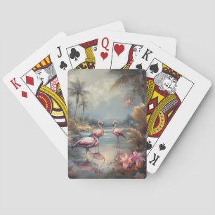 Vintage Flamingo Botanical Garden Custom  Playing Cards