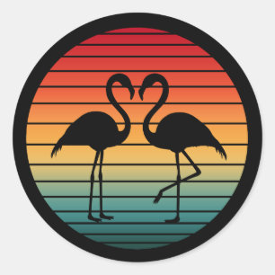 vintage flamingo classic round sticker