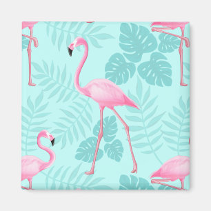 Vintage Flamingo Light Blue Magnet