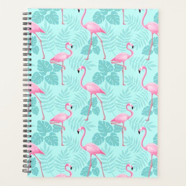 Vintage Flamingo Light Blue Planner (Front)