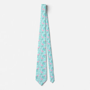Vintage Flamingo Light Blue Tie