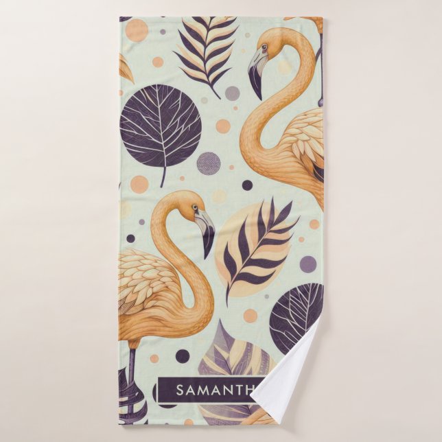 Vintage Flamingo Seamless Bath Towel (Bath Towel)