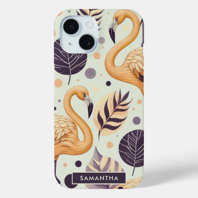 Vintage Flamingo Seamless Case-Mate iPhone Case (Back)