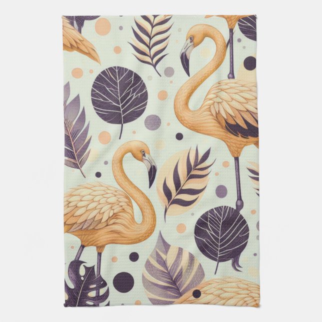 Vintage Flamingo Seamless Kitchen Towel (Vertical)
