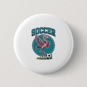 Vintage Flamingo Soccer Player Graphic Shirt_1 2 Inch Round Button