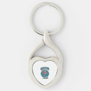 Vintage Flamingo Soccer Player Graphic Shirt_1 Keychain
