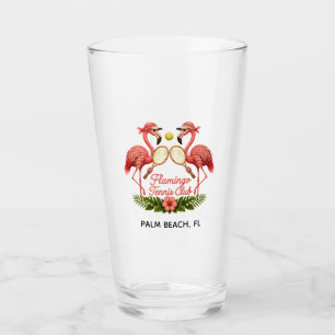 Vintage Flamingo Tennis Club Personalized Glass