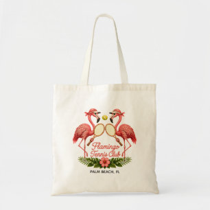 Vintage Flamingo Tennis Club Personalized Tote Bag