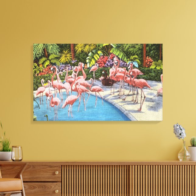 Vintage Flamingos in Florida Canvas Print (Insitu(LivingRoom))
