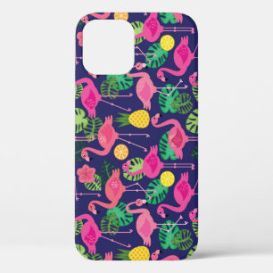 Vintage flamingos, summer elements pattern iPhone 12 case