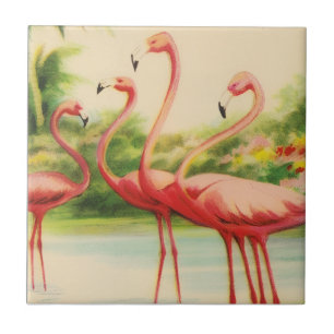Vintage Flamingos Tile