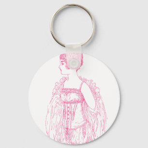 Vintage Flapper Corset Pink Keychain